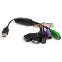 USB Male To PS/2 3 USB Female Extension Cable Adapter For Keyboard Mouse