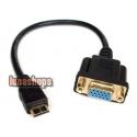Mini HDMI Male to VGA HD15 Female M/F Connector Adapter Cable for HDTV DVD