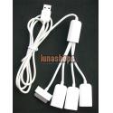 USB Male To Ipad Dock + 3 USB Female Hub Splitter Cable Adapter