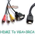HDMI Male To VGA + 3...