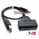 USB 2.0 Male To SATA 7+15 22 Pin Adapter Cable For 2.5" HDD Hard Disk Drive