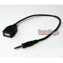 Black 3.5mm 4 poles Male to USB Female Tranfer Cable Adapter For12V Car CD Player aux