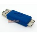 USB 3.0 B female to Micro B male converter adapter connector U4 blue