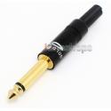 Gold Snake Mono Plug Audio Cable Connector 6.5mm Mono male DIY adapter