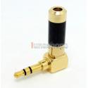 L Shape Gold 3.5mm 3 poles Male stereo phono metal Shell DIY Solder Adapter 