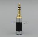 Straigt 3.5mm 3 poles Gold Male stereo phono Carbon Shell DIY Solder Adapter 