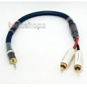 30cmm 3.5mm Male To 2 RCA CAR AUX HiFi Audio Cable For AMP Decoder etc.