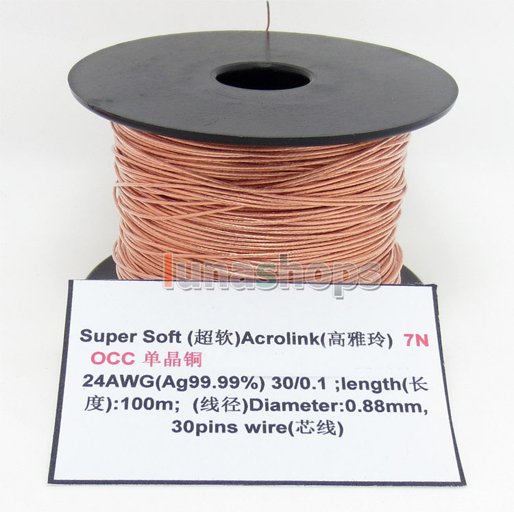 100m 24AWG Ag99.9% Acrolink Pure 7N OCC Signal Wire Cable 30/0.1mm2 Dia:0.88mm For DIY 