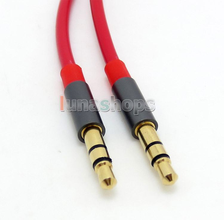 1.3m Red Metal 3.5mm Housing Male to Male Stereo PC Car Speaker Audio Cable