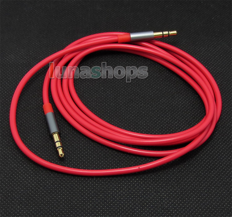 1.3m Red Metal 3.5mm Housing Male to Male Stereo PC Car Speaker Audio Cable