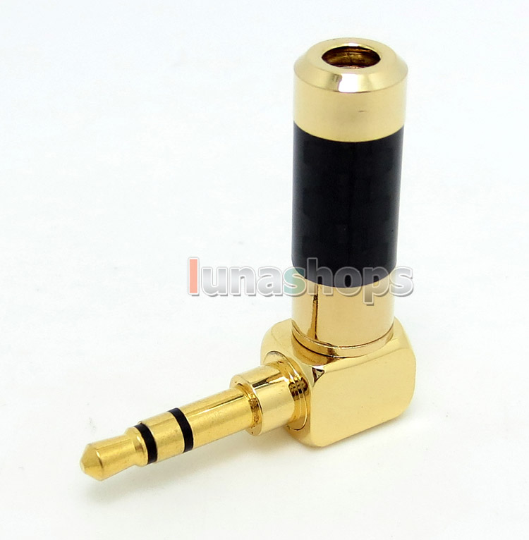Oyaide L Shape Gold 3.5mm 3 poles Male stereo phono Carbon Shell DIY Solder Adapter 