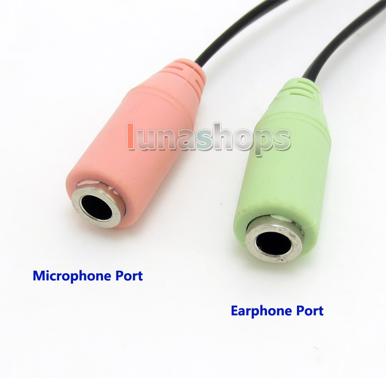 3.5mm 4poles Male To 2 Female Splitter Microphone Earphone Adapter Cable