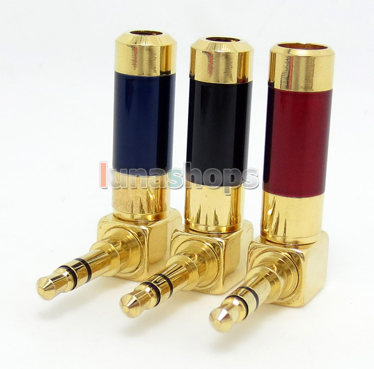3.5mm 3poles red L Shape 90 Degree Audio Connector male adapter For DIY Solder