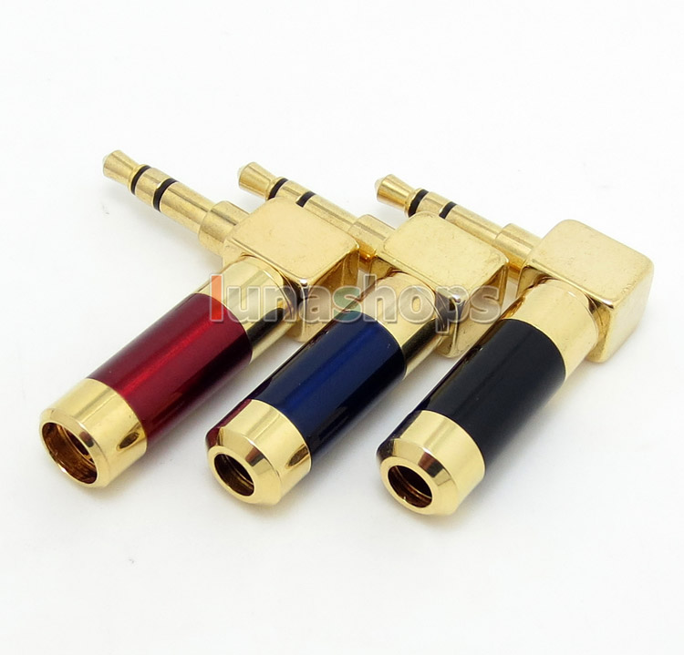 3.5mm 3poles red L Shape 90 Degree Audio Connector male adapter For DIY Solder