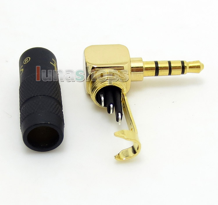 Pailiccs 3.5mm 4poles Black L Shape 90 Degree Audio Connector male adapter For DIY Solder