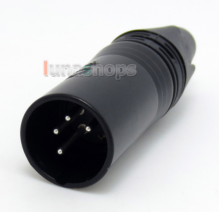 Black 4pins XLR Male Plug Microphone Connector Adapter For DIY Earphone cable