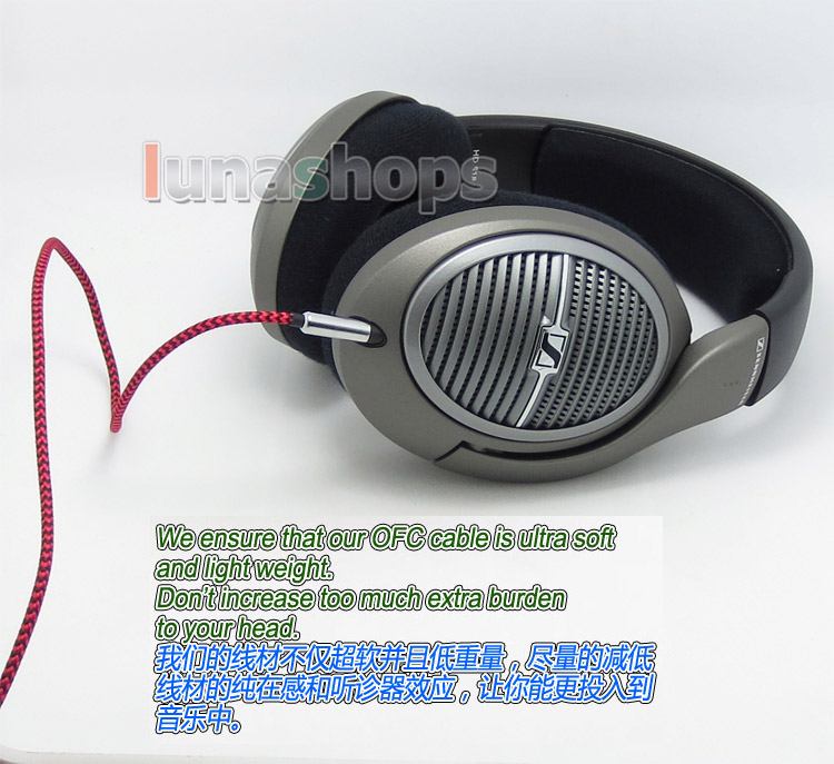 5N OFC Audio Cable For Senheiser HD6 HD7 HD8 HD6 MIX DJ HD595 Headphone