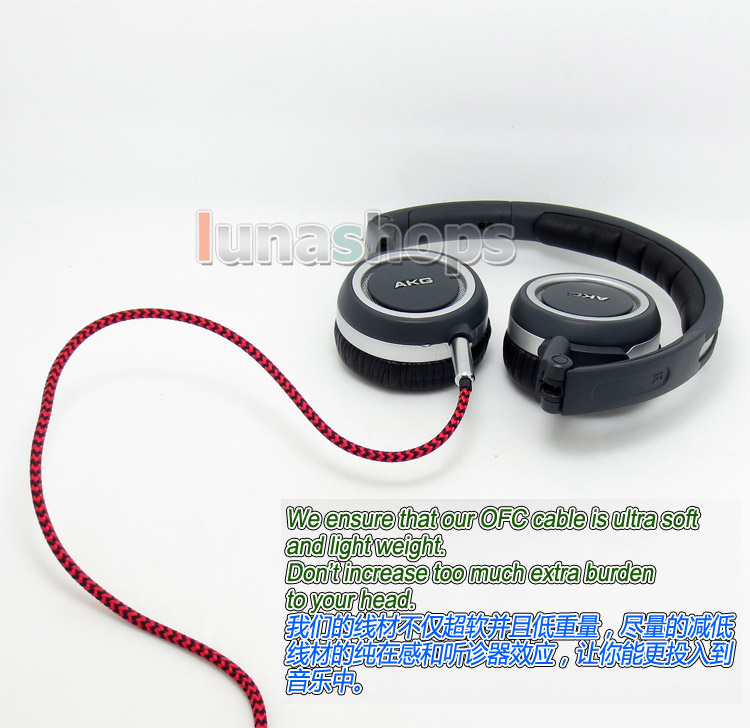 5N OFC Soft Audio Headphone Cable For AKG K450 K451 K452 K480 Q460 Headset 