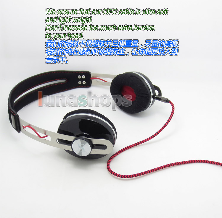 5N OFC Soft Audio Headphone Cable For Sennheiser Momentum Over On Ear Headset Earphone