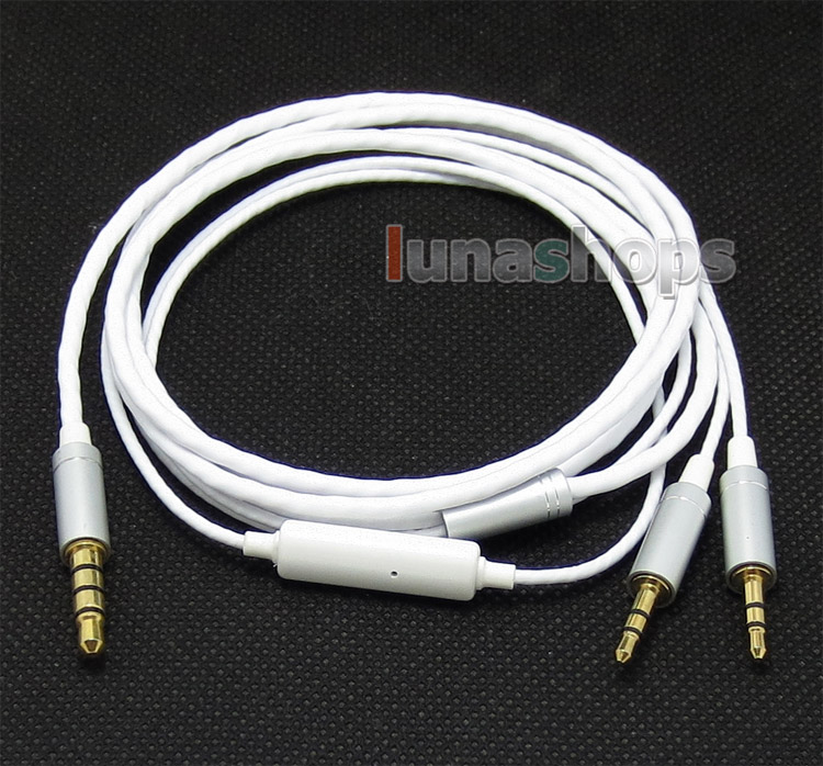 White 5N OFC With Mic Remote Cable For Sol Republic Master Tracks HD V8 V10 V12 X3 Headphone