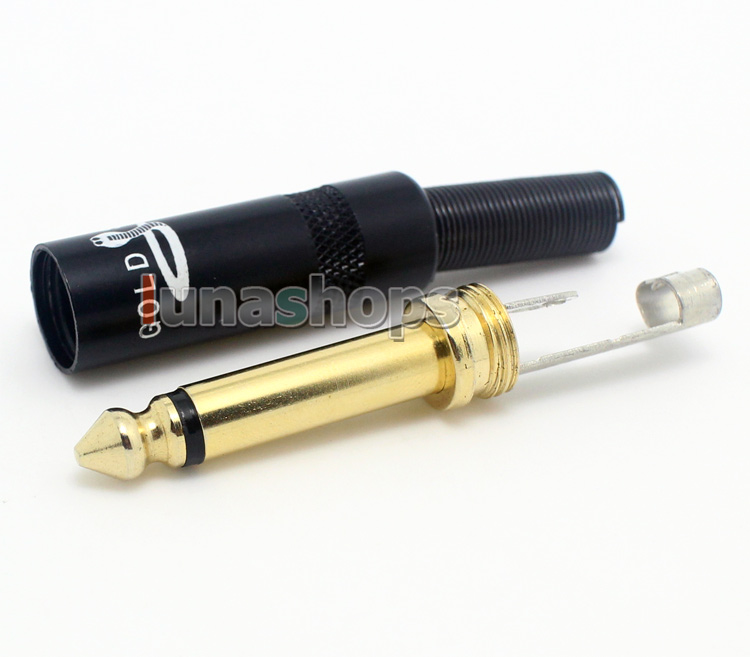 Gold Snake Stereo Plug Audio Cable Connector 6.5mm Mono male DIY adapter