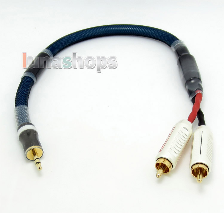 30cmm 3.5mm Male To 2 RCA CAR AUX HiFi Audio Cable For AMP Decoder etc.