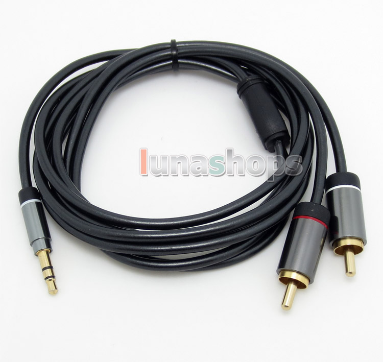 1.8m 3.5mm Male To 2 RCA Car AUX HiFi Audio Cable For AMP Headphone etc.