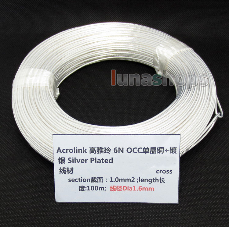 100m Acrolink Silver Plated 6N OCC Signal   Wire Cable 1.0mm2 Dia:1.6mm For DIY 