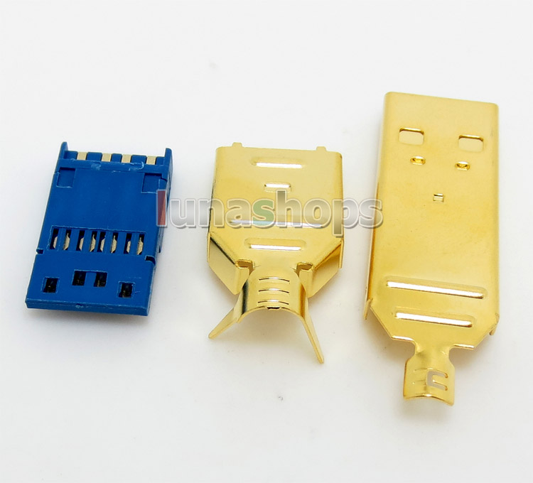 1pcs MPS HD-021 USB 3.0B Soldering Adapter Plug 24k Gold Plated Hifi For Diy
