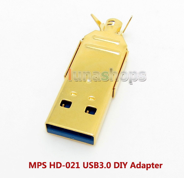 1pcs MPS HD-021 USB 3.0B Soldering Adapter Plug 24k Gold Plated Hifi For Diy