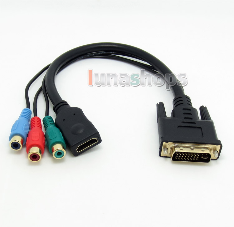 DVI 24+5 Female To YPbPr 3 RCA RGB + HDMI Female Adapter Converter Cable