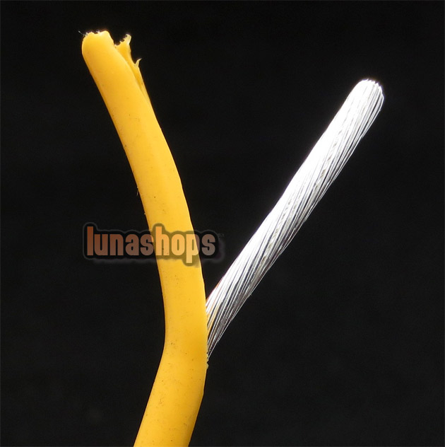 100cm Yellow Skin Silver Plated Speaker Audio Signal DIY Cable Dia:3mm