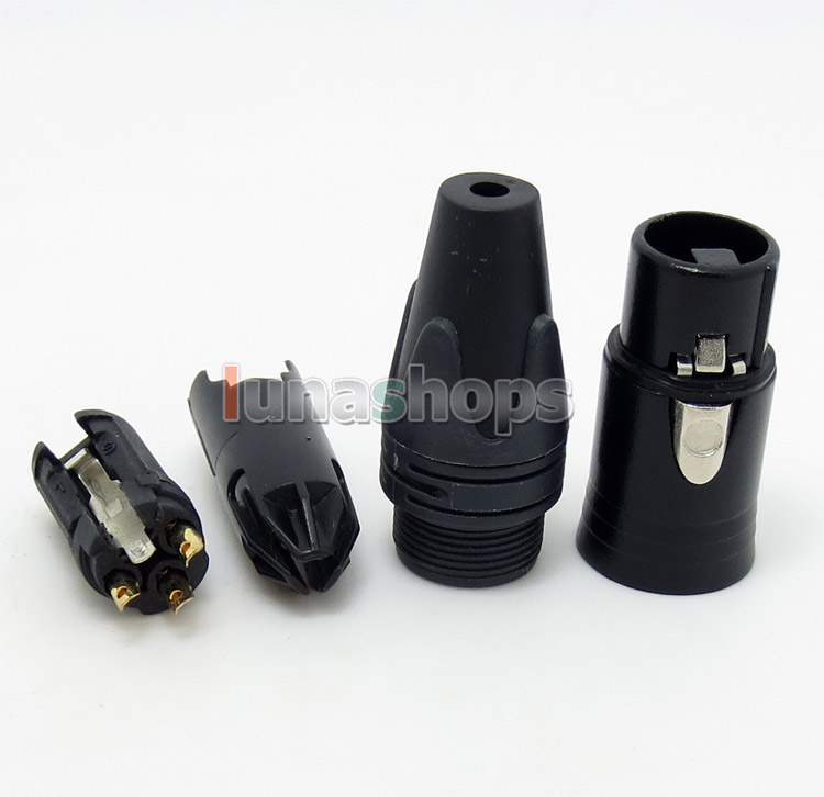 Black 3pins XLR female Plug Microphone Connector Adapter For DIY Earphone cable