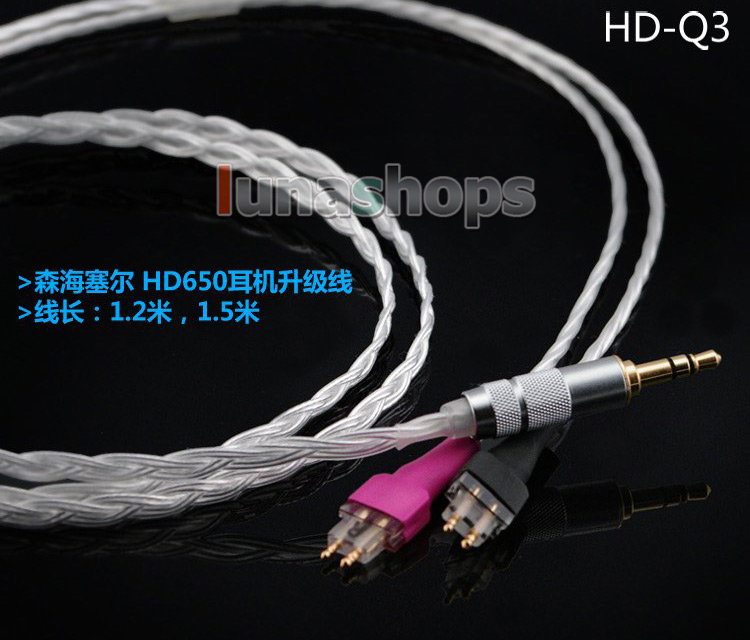 150cm Custom 8N OFC Cable For Sennheiser HD580 HD650 HD600 earphone headset