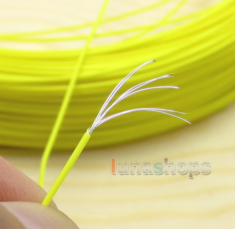 Yellow 100m 30AWG Pailic Silver Plated + 5n OCC Signal  on Wire Cable 7/0.1mm2 Dia:0.65mm For DIY Hifi
