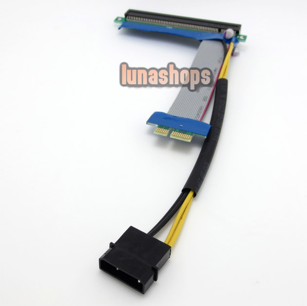 PCI-e express 1X to 1/16x Riser Extender Card with molex power + ribbon Cable