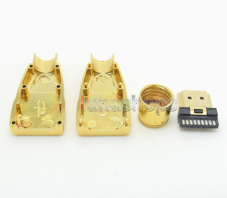 Full Copper Shell 19 Pins HDMI Straigt Gold Plated Male + DIY Solder Adapter 