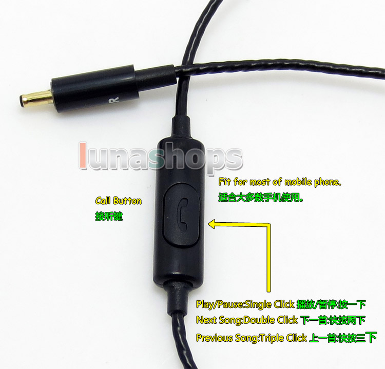 With Mic Remote Earphone Headphone 5N OFC Soft 3.5mm Cable For Panasonic RP-HJE900