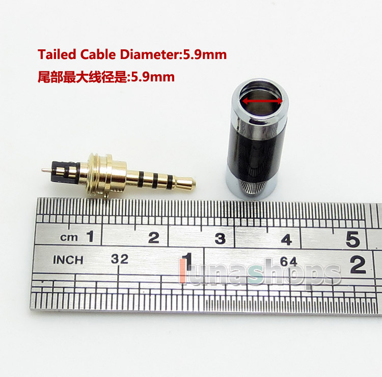 2.5mm 4 poles Oyaide Carbon Shell Stereo Male Plug Audio Connector DIY Solder adapter