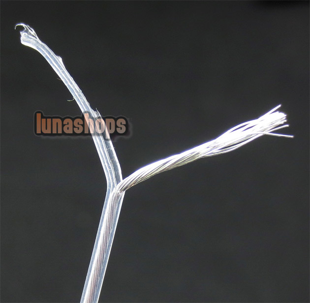 100cm Clear Skin Silver Plated Speaker Earphone Audio Signal DIY Cable Dia:1mm