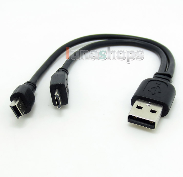 With Shield USB 2.0 Male to Mini USB + Micro Splitter Cable