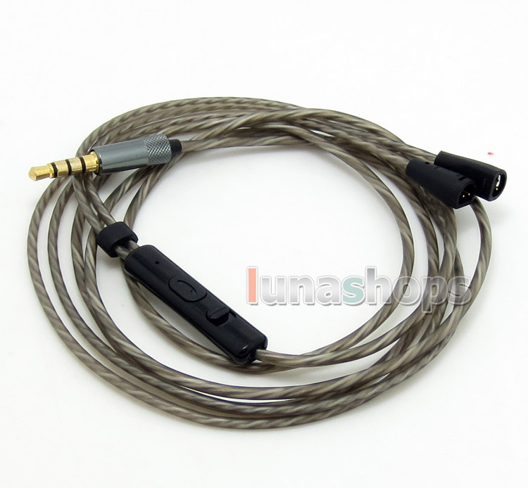 1.3m Silver Plated + 5N OFC 3.5mm Earphone cable with Mic For Sennheiser  IE80 IE8