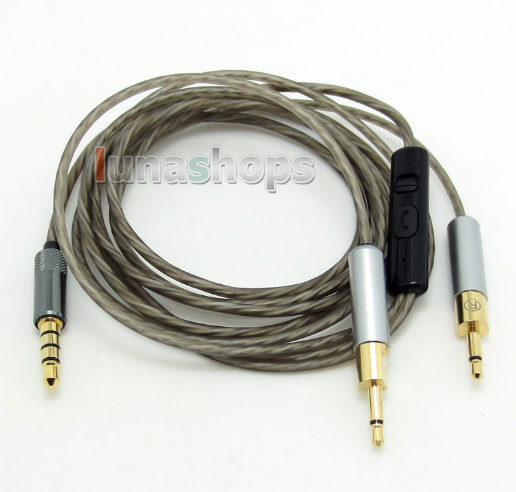 1.3m Silver Plated + 5N OFC 3.5mm Earphone cable with Mic For Sennheiser HD700