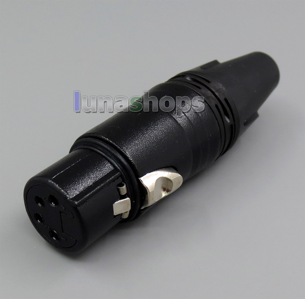Black 4pins XLR Female Plug Microphone Connector Adapter For DIY Earphone cable