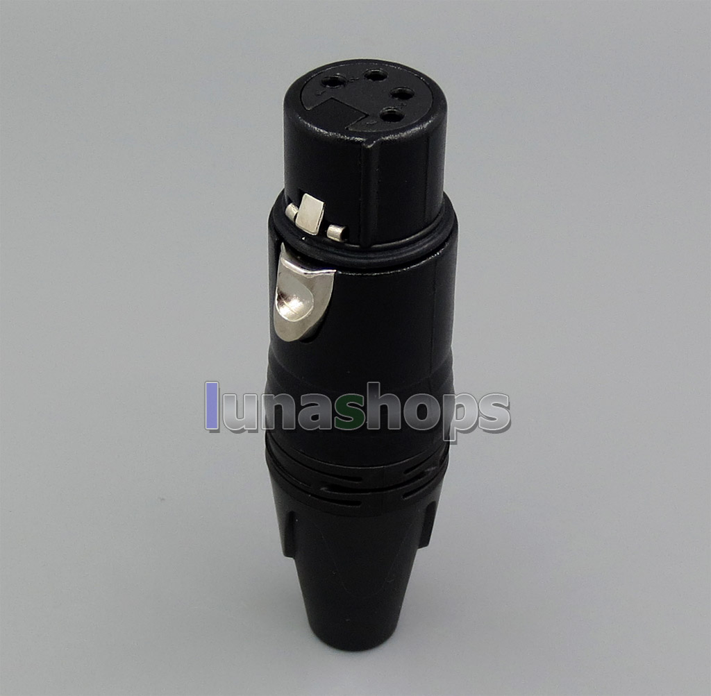 Black 4pins XLR Female Plug Microphone Connector Adapter For DIY Earphone cable