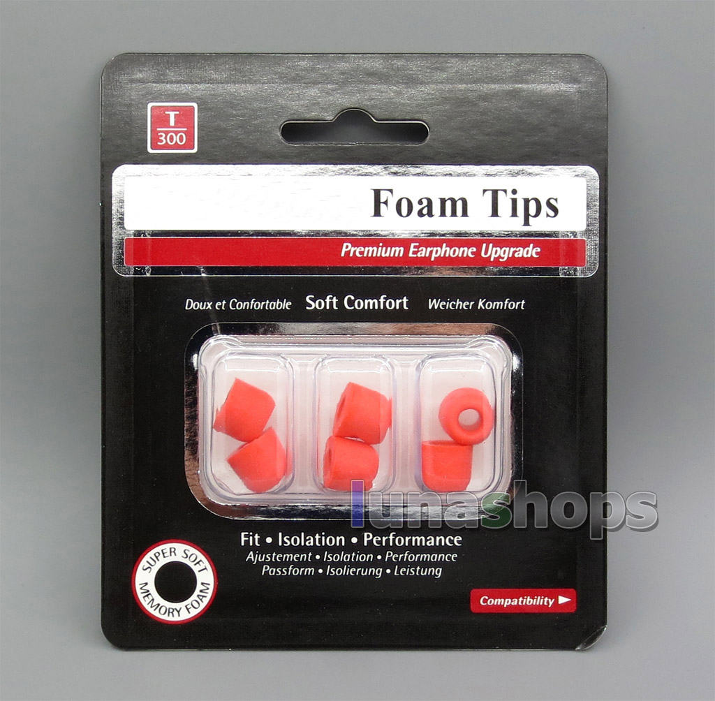 Premium Upgrade Earphone X-Trillion Foam Tips With Plastic Tube For Sony JVC Sennheiser etc.