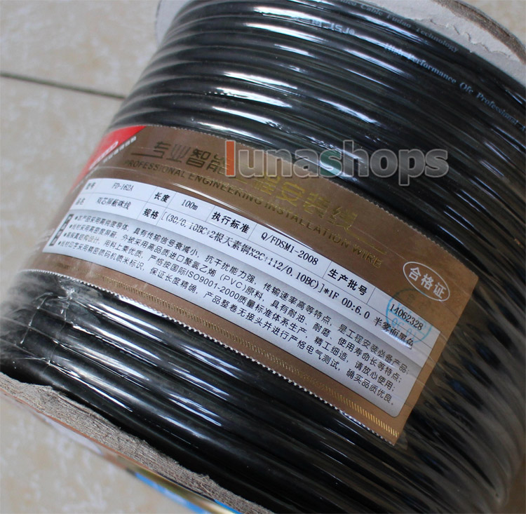 100m Shielding Double Pins 4N OFC Bulk Wire Cable Diameter 6mm