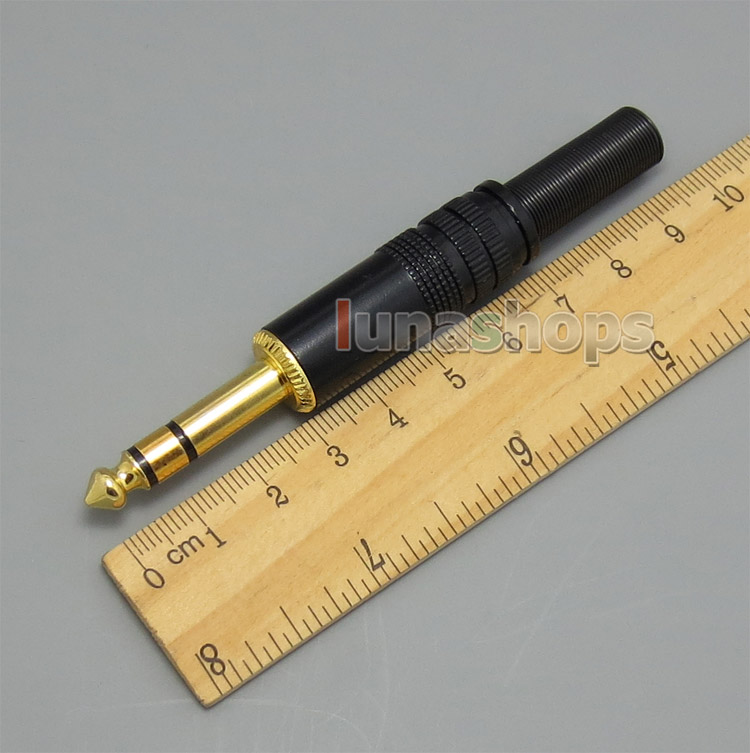 Black Stereo Male Plug Audio Cable Connector 6.5mm DIY adapter