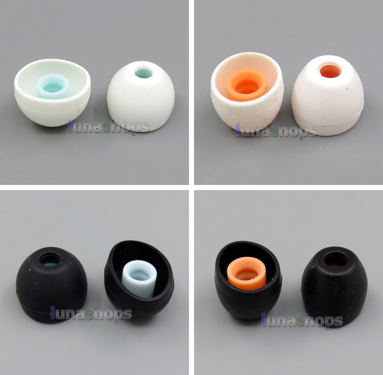 2 Pair Bulk Earphone Double Color Tips With Plastic Tube For Sony MDR-nc020 JVC Sennheiser etc.