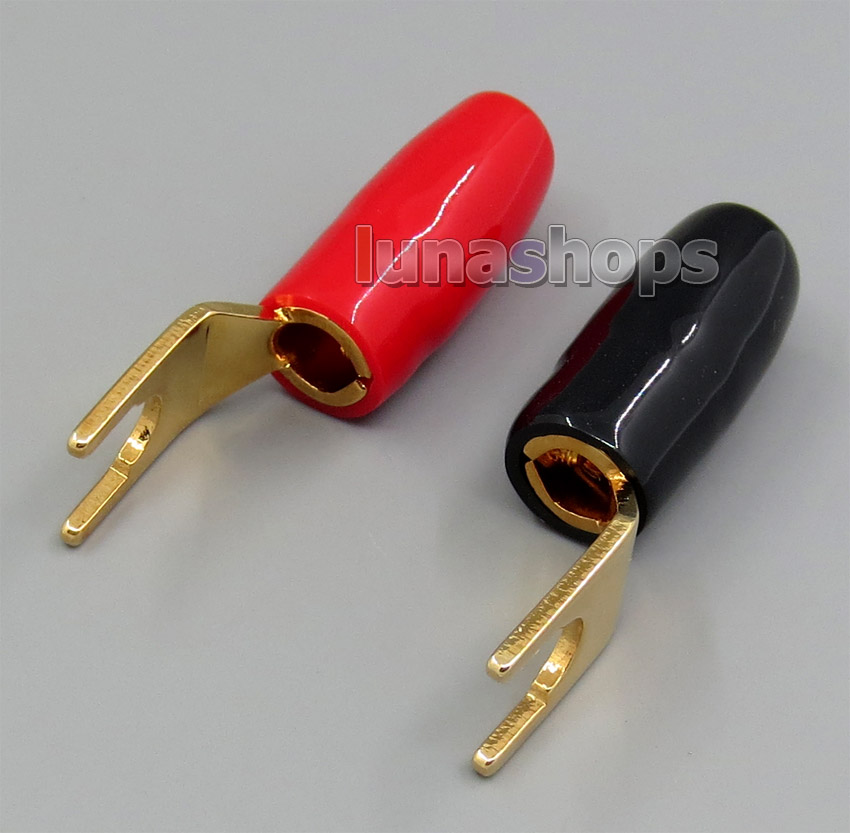 2pcs Nakamichi Speaker Audio Fork Plug Adapter U Shape Gap 6mm-8mm 